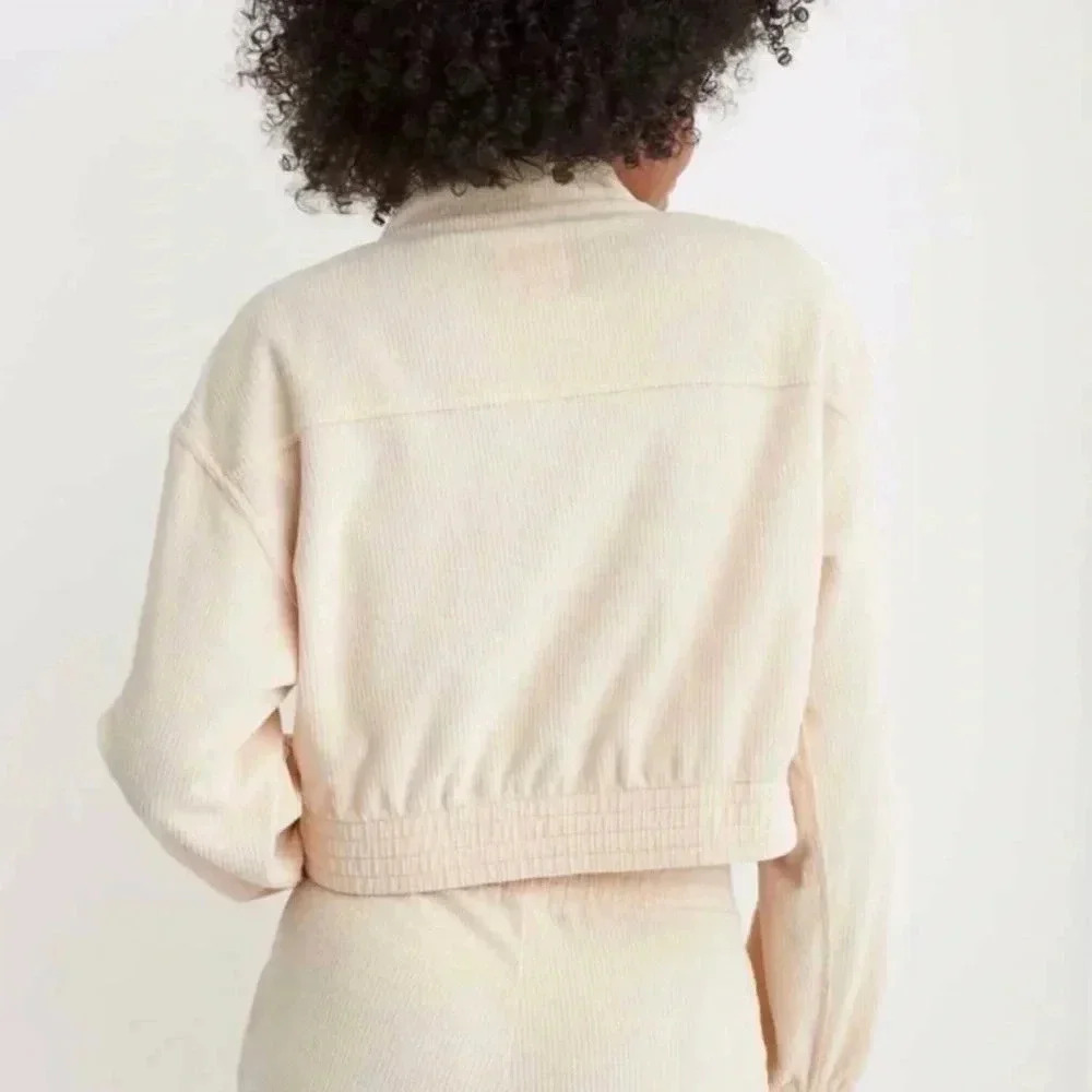 Aerie | Groove On Velour‎ Full Zip Sweatshirt True Black Sz Large - Picture 7 of 8